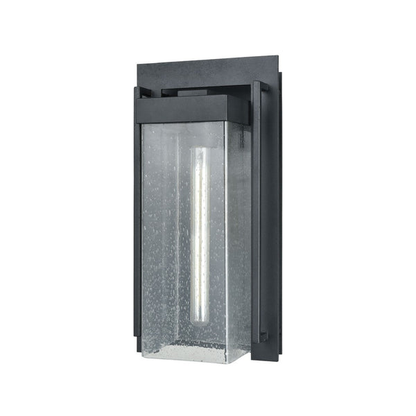 Atlas Overton 1-Light Outdoor Sconce - Timeless Arts and Crafts Style with Clear Seeded Glass Elegance Matte Black 9'' OL11201-BK