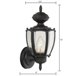 Atlas Park Avenue 12” High 1-Light Outdoor Sconce - Classic Black Fixture with Beveled Glass Charm OL11202-BK