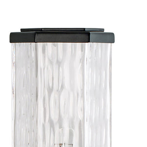 Atlas Polygon 10.5" High Contemporary Outdoor Sconce - Matte Black Metal with Wavy Glass Shade Design OL11204-BK