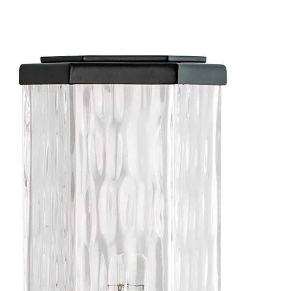 Atlas Polygon 10.5" High Contemporary Outdoor Sconce - Matte Black Metal with Wavy Glass Shade Design OL11204-BK