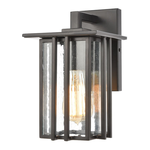 Atlas Radnor Outdoor Sconce - Elegant Mission-Style Lighting with Seeded Glass for Porches and Walkways Matte Black 6'' OL11210-BK