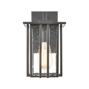 Atlas Radnor Outdoor Sconce - Elegant Mission-Style Lighting with Seeded Glass for Porches and Walkways Matte Black 6'' OL11210-BK