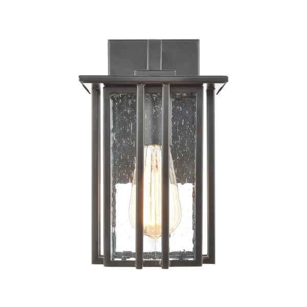 Atlas Radnor Outdoor Sconce - Elegant Mission-Style Lighting with Seeded Glass for Porches and Walkways Matte Black 6'' OL11210-BK
