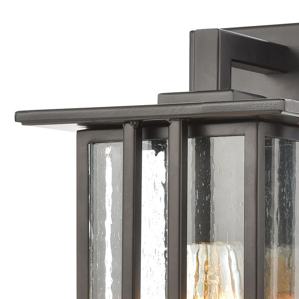 Atlas Radnor Outdoor Sconce - Elegant Mission-Style Lighting with Seeded Glass for Porches and Walkways Matte Black 6'' OL11210-BK