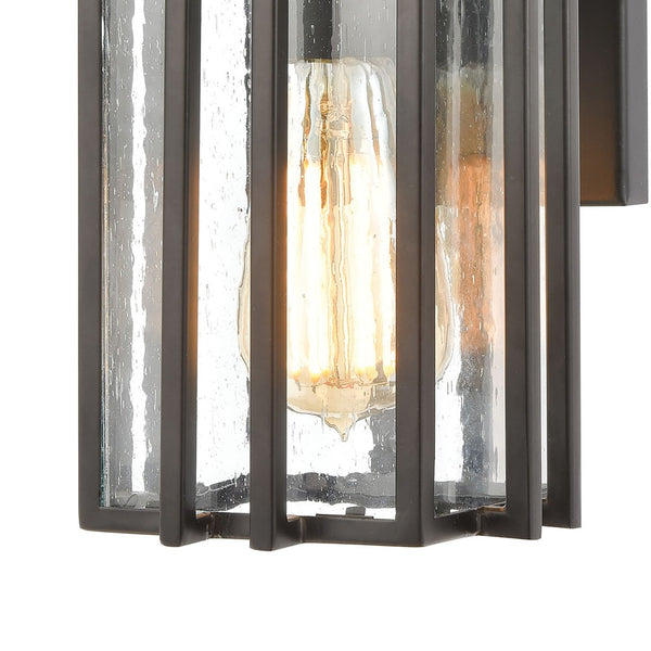 Atlas Radnor Outdoor Sconce - Elegant Mission-Style Lighting with Seeded Glass for Porches and Walkways Matte Black 6'' OL11210-BK