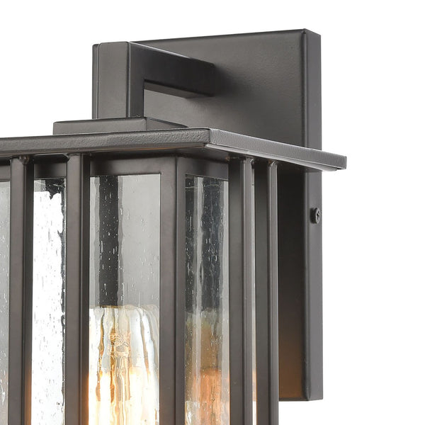 Atlas Radnor Outdoor Sconce - Elegant Mission-Style Lighting with Seeded Glass for Porches and Walkways Matte Black 6'' OL11210-BK