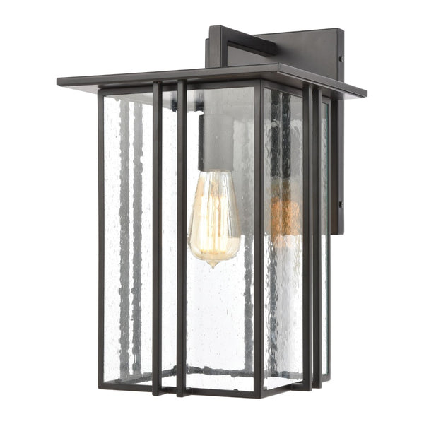 Atlas Radnor Outdoor Sconce - Elegant Mission-Style Lighting with Seeded Glass for Porches and Walkways Matte Black 10'' OL11211-BK