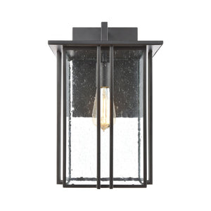 Atlas Radnor Outdoor Sconce - Elegant Mission-Style Lighting with Seeded Glass for Porches and Walkways Matte Black 10'' OL11211-BK