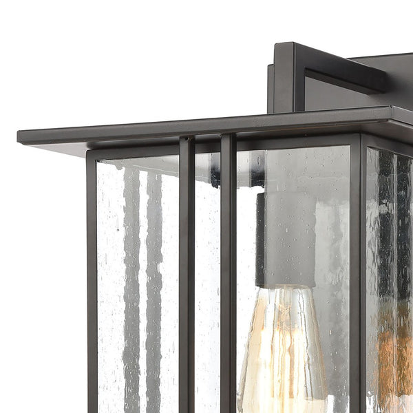 Atlas Radnor Outdoor Sconce - Elegant Mission-Style Lighting with Seeded Glass for Porches and Walkways Matte Black 10'' OL11211-BK