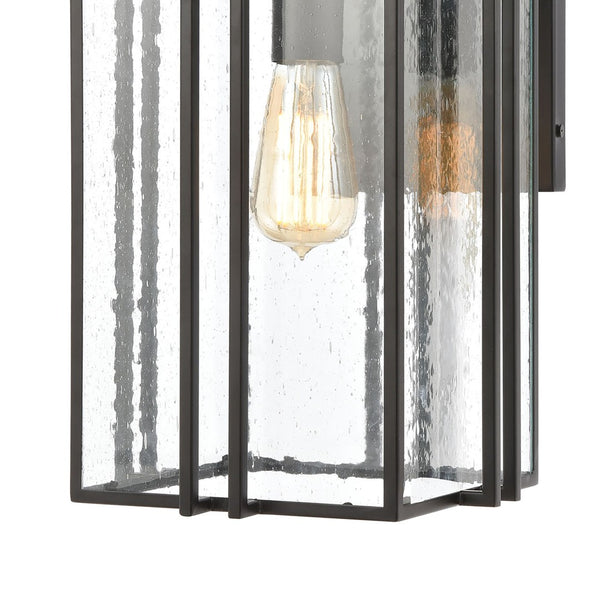 Atlas Radnor Outdoor Sconce - Elegant Mission-Style Lighting with Seeded Glass for Porches and Walkways Matte Black 10'' OL11211-BK