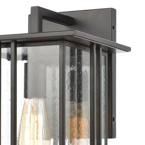 Atlas Radnor Outdoor Sconce - Elegant Mission-Style Lighting with Seeded Glass for Porches and Walkways Matte Black 10'' OL11211-BK