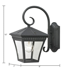 Atlas Ridgewood Outdoor Wall Sconce - Elegant Transitional Design with Clear Glass Panels for Charming Illumination Matte Textured Black 7'' OL11213-BK
