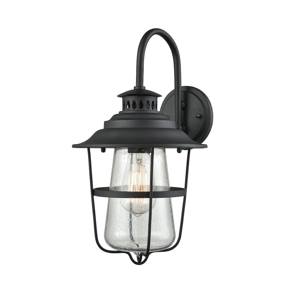 Atlas San Mateo 15" High Outdoor Sconce - Mission-Style Metal Light Fixture in Textured Matte Black Finish OL11216-BK