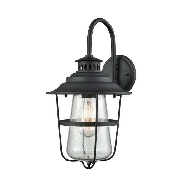 Atlas San Mateo 15" High Outdoor Sconce - Mission-Style Metal Light Fixture in Textured Matte Black Finish OL11216-BK