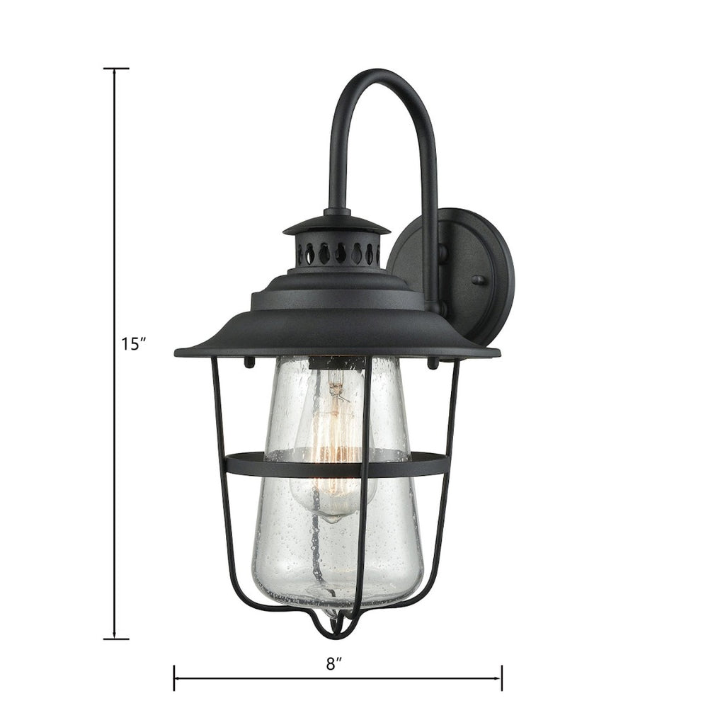 Atlas San Mateo 15" High Outdoor Sconce - Mission-Style Metal Light Fixture in Textured Matte Black Finish OL11216-BK