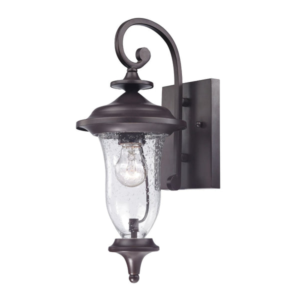 Atlas Trinity 16" High Outdoor Wall Sconce - Elegant Oil Rubbed Bronze with Curved Metal and Glass Design OL11227-BZ