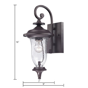 Atlas Trinity 16" High Outdoor Wall Sconce - Elegant Oil Rubbed Bronze with Curved Metal and Glass Design OL11227-BZ