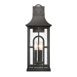 Atlas Triumph 23" High 3-Light Outdoor Sconce - Durable Aluminum, Textured Black Finish & Seeded Glass Panels OL11231-BK