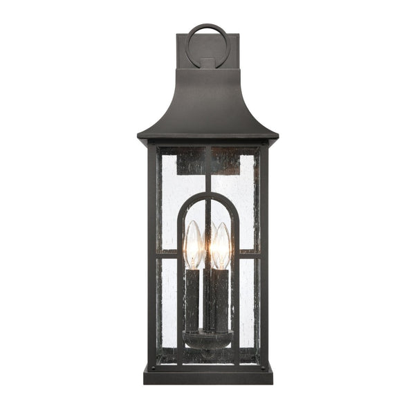 Atlas Triumph 23" High 3-Light Outdoor Sconce - Durable Aluminum, Textured Black Finish & Seeded Glass Panels OL11231-BK