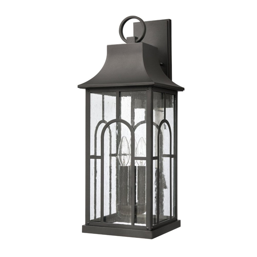 Atlas Triumph 23" High 3-Light Outdoor Sconce - Durable Aluminum, Textured Black Finish & Seeded Glass Panels OL11231-BK