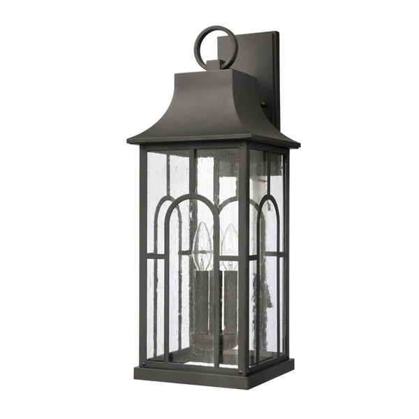 Atlas Triumph 23" High 3-Light Outdoor Sconce - Durable Aluminum, Textured Black Finish & Seeded Glass Panels OL11231-BK