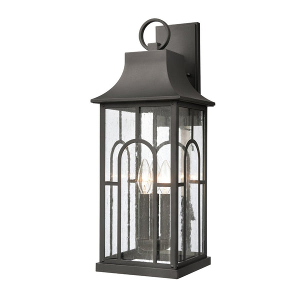 Atlas Triumph 23" High 3-Light Outdoor Sconce - Durable Aluminum, Textured Black Finish & Seeded Glass Panels OL11231-BK