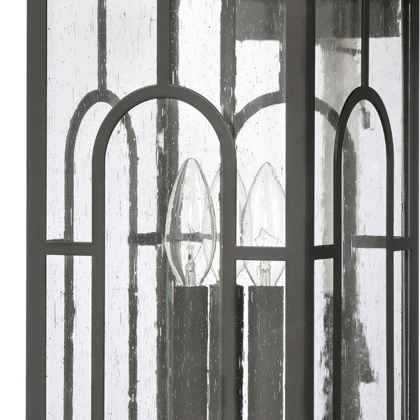 Atlas Triumph 23" High 3-Light Outdoor Sconce - Durable Aluminum, Textured Black Finish & Seeded Glass Panels OL11231-BK