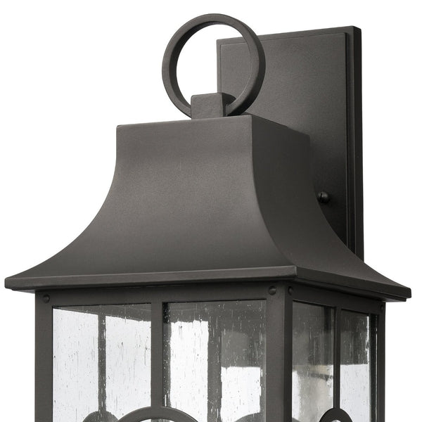 Atlas Triumph 23" High 3-Light Outdoor Sconce - Durable Aluminum, Textured Black Finish & Seeded Glass Panels OL11231-BK