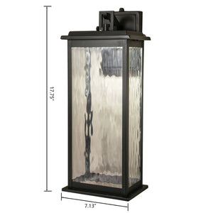Atlas Weymouth Outdoor Integrated LED Sconce – Classic Lantern Style with Automatic Dusk-to-Dawn Sensor Gun Metal 17.75'' OL11239-BK