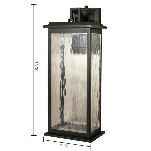 Atlas Weymouth Outdoor Integrated LED Sconce – Classic Lantern Style with Automatic Dusk-to-Dawn Sensor Gun Metal 17.75'' OL11239-BK