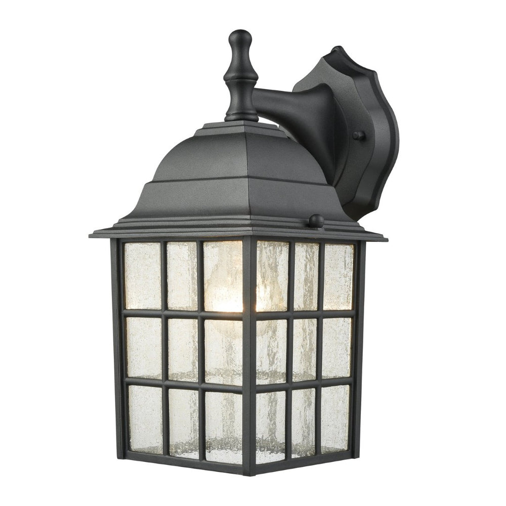 Atlas Whitby 12" High 1-Light Outdoor Sconce - Stylish Satin Black Fixture with Seeded Glass Panels OL11240-BK