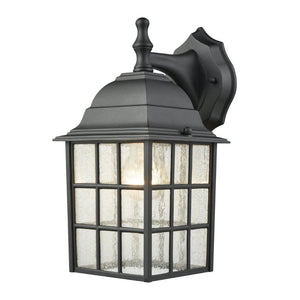 Atlas Whitby 12" High 1-Light Outdoor Sconce - Stylish Satin Black Fixture with Seeded Glass Panels OL11240-BK