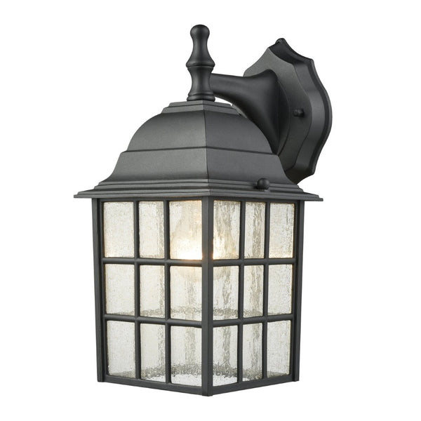 Atlas Whitby 12" High 1-Light Outdoor Sconce - Stylish Satin Black Fixture with Seeded Glass Panels OL11240-BK
