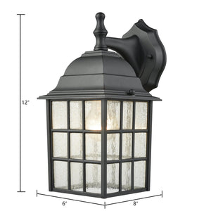 Atlas Whitby 12" High 1-Light Outdoor Sconce - Stylish Satin Black Fixture with Seeded Glass Panels OL11240-BK
