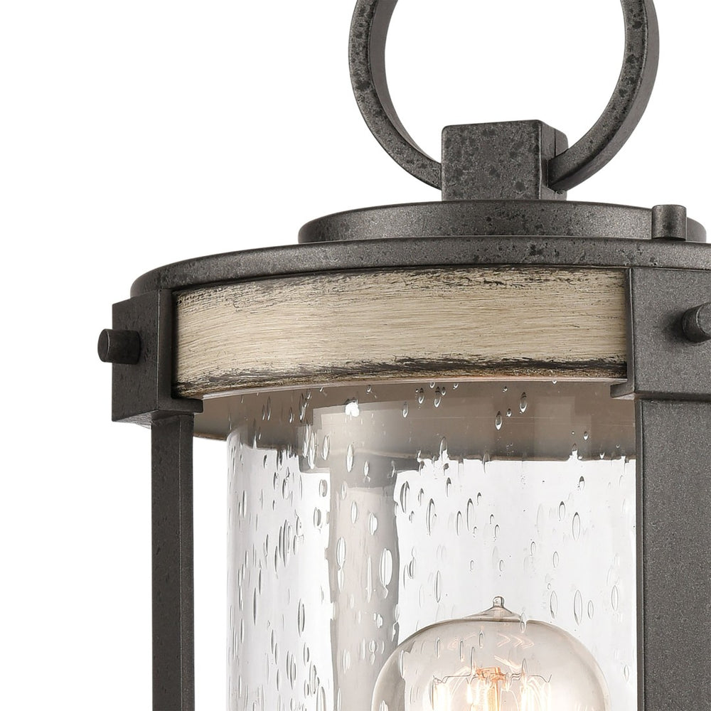 Atlas Annenberg 19" High Outdoor Post Light - Rustic Farmhouse Style with Seeded Glass & Anvil Iron Finish OL11242-GY