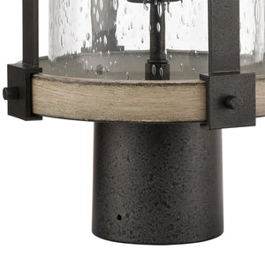 Atlas Annenberg 19" High Outdoor Post Light - Rustic Farmhouse Style with Seeded Glass & Anvil Iron Finish OL11242-GY