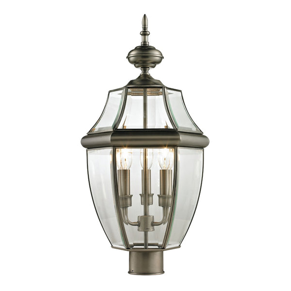 Atlas Ashford 23'' High 3-Light Outdoor Post Light - Elegant Traditional Design for Patios & Walkways Antique Nickel OL11244-NK