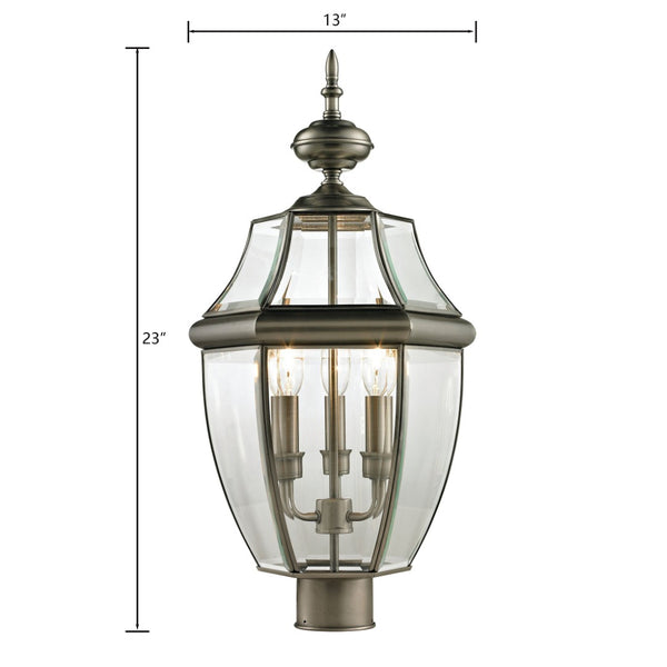 Atlas Ashford 23'' High 3-Light Outdoor Post Light - Elegant Traditional Design for Patios & Walkways Antique Nickel OL11244-NK