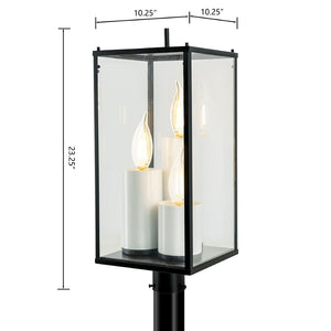 Atlas Back Bay 23.25" High 3-Light Outdoor Lantern Post Light - Matte Black, Elegant & Durable Design OL11246-BK
