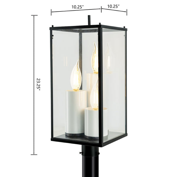 Atlas Back Bay 23.25" High 3-Light Outdoor Lantern Post Light - Matte Black, Elegant & Durable Design OL11246-BK