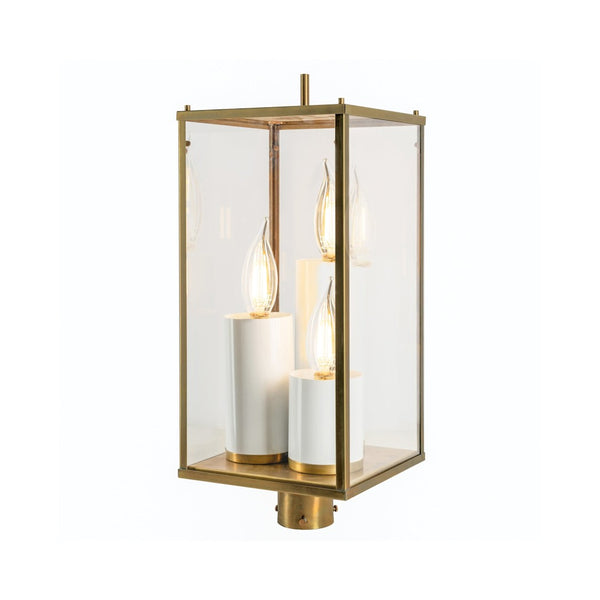 Atlas Back Bay 3-Light Outdoor Post Light – Timeless Aged Brass Lantern for Pathways & Patios Elegance OL11246-BS