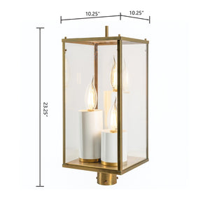 Atlas Back Bay 3-Light Outdoor Post Light – Timeless Aged Brass Lantern for Pathways & Patios Elegance OL11246-BS