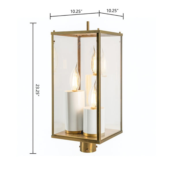 Atlas Back Bay 3-Light Outdoor Post Light – Timeless Aged Brass Lantern for Pathways & Patios Elegance OL11246-BS