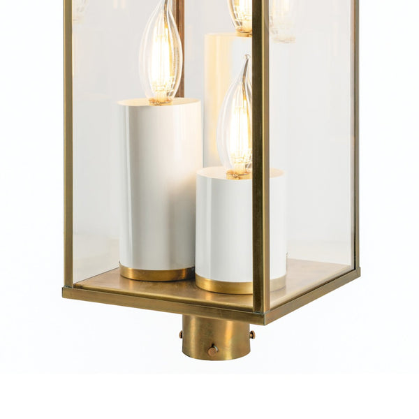 Atlas Back Bay 3-Light Outdoor Post Light – Timeless Aged Brass Lantern for Pathways & Patios Elegance OL11246-BS