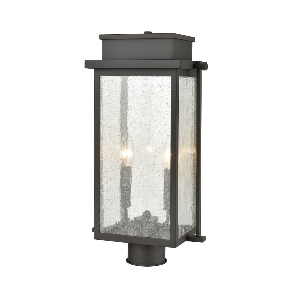 Atlas Braddock 19'' High Outdoor Post Light - Elegant Architectural Bronze with Seeded Glass Charm OL11248-BZ