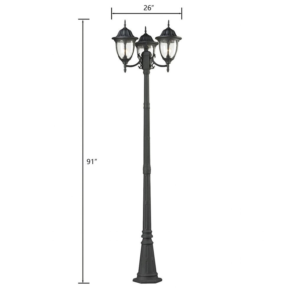 Atlas Central Square 91'' High 3-Light Outdoor Post Light - Elegant Matte Black Fixture for Pathways & Gardens OL11250-BK