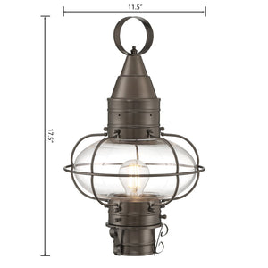 Atlas Classic Onion 1-Light Outdoor Post Light - Timeless Coastal Design with Vintage Charm and Durability Bronze 11.5'' OL11251-BZ