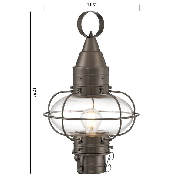 Atlas Classic Onion 1-Light Outdoor Post Light - Timeless Coastal Design with Vintage Charm and Durability Bronze 11.5'' OL11251-BZ