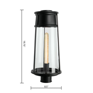 Atlas Cone 19.75'' High 1-Light Outdoor Post Light - Timeless Lantern Design for Pathways and Gardens Matte Black OL11253-BK