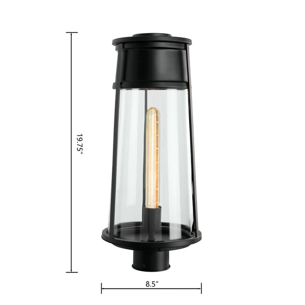 Atlas Cone 19.75'' High 1-Light Outdoor Post Light - Timeless Lantern Design for Pathways and Gardens Matte Black OL11253-BK